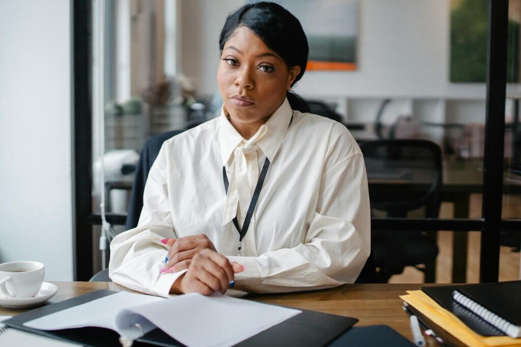 Woman setting up trust agreement