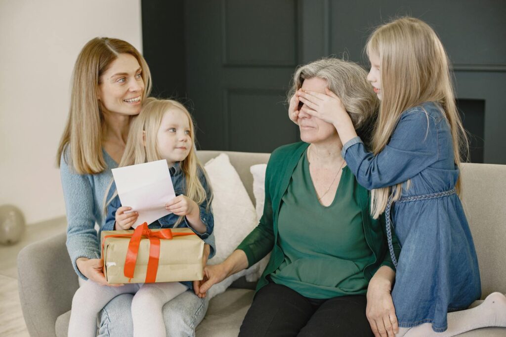 Grandma is given a gift from her family