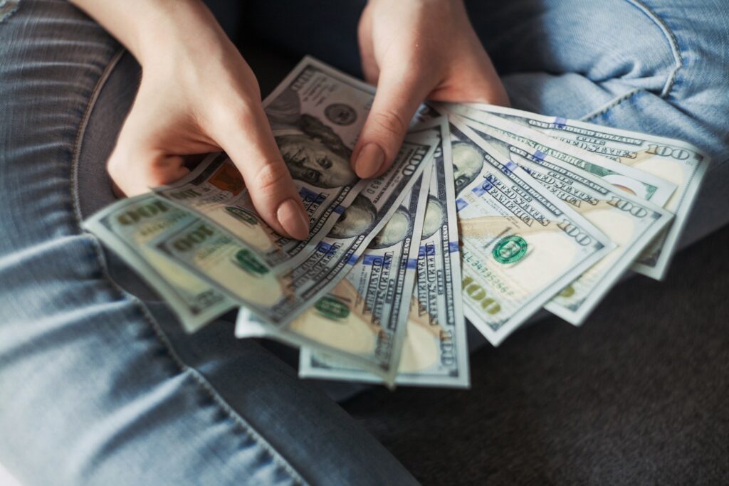 Woman counting money