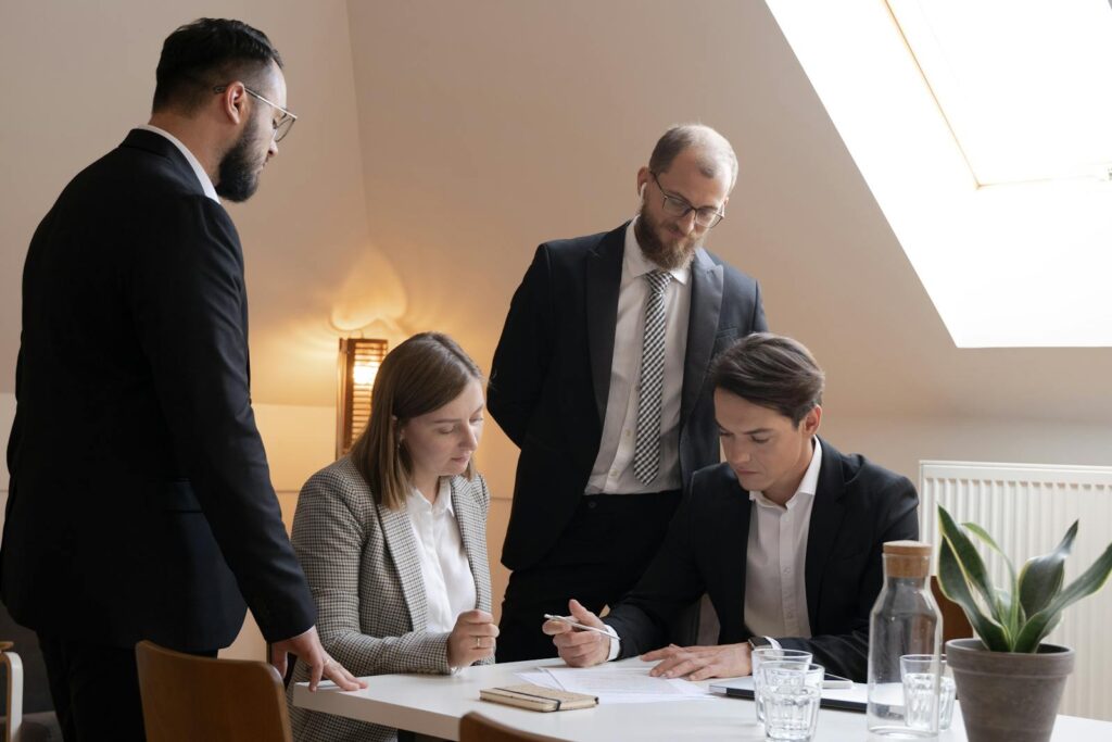 People having a meeting