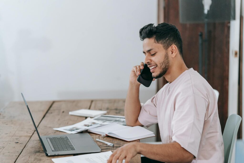 Man having a phone call about life estate problems