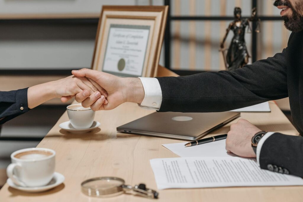 Woman at a meeting with divorce lawyer