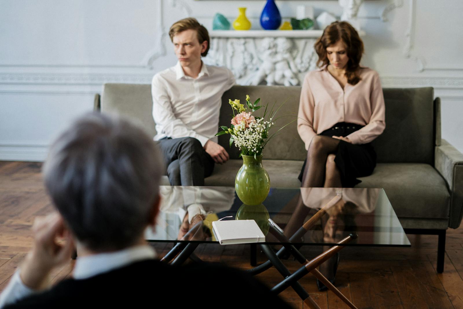 Couple at a meeting with a divorce lawyer