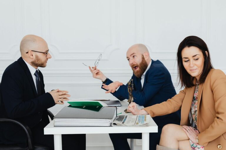 A man argues with a lawyer