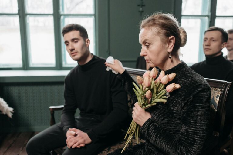 Woman at a funeral