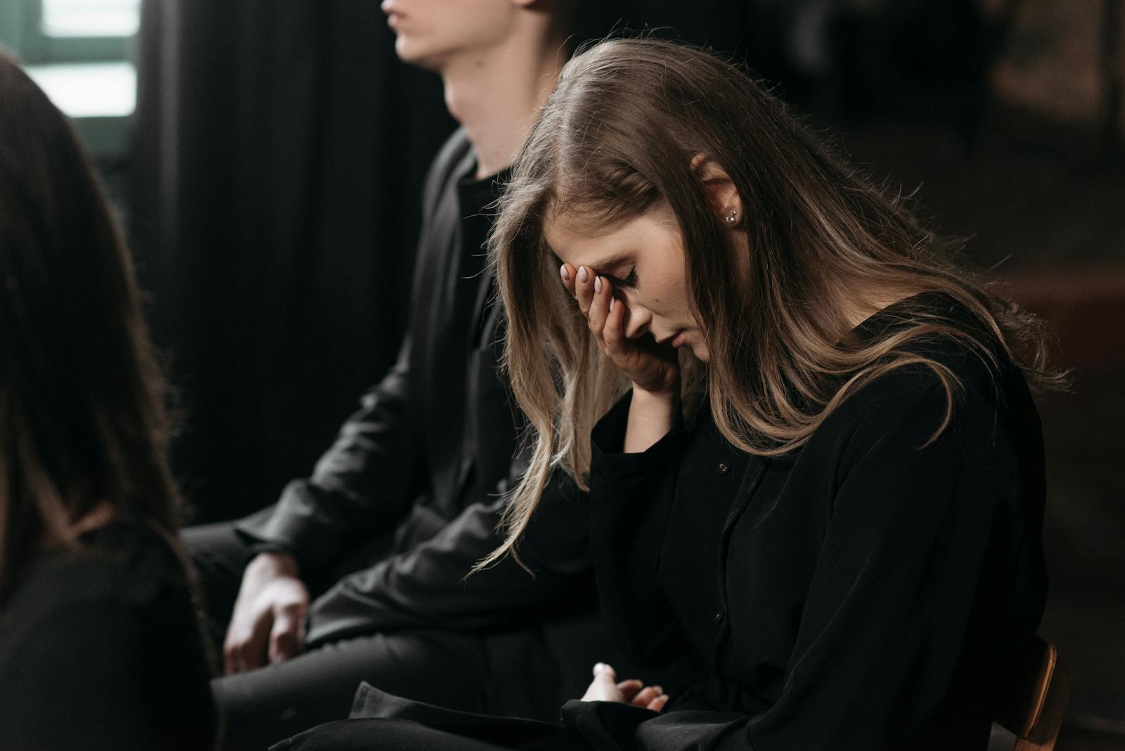 Woman at a funeral