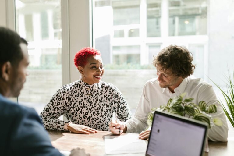 Couple having a meeting with lawyer